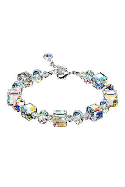 EFAYN.RO Women's bracelet, with glass cube pendants, playful pattern, adjusta...