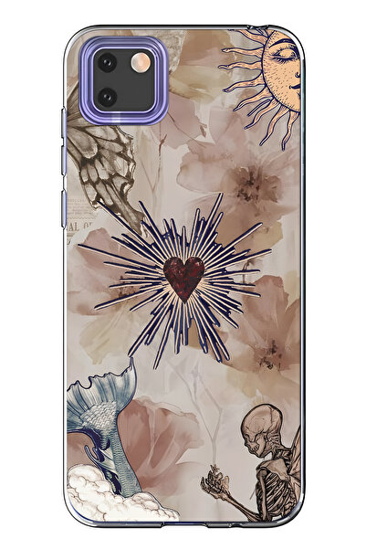 FLAMENKO حافظة هاتف شفافة متوافقة مع هاتف هواوي Y5P من نوع Heart and Butterfl...