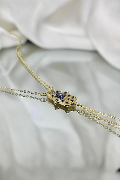 MatmazelLavinya Gold steel shahmeran with stone embroidered hamsa