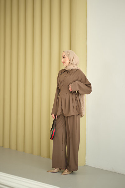 LOCCO Women's Waist Corset Detail Waist Belt Set of Belt Brown