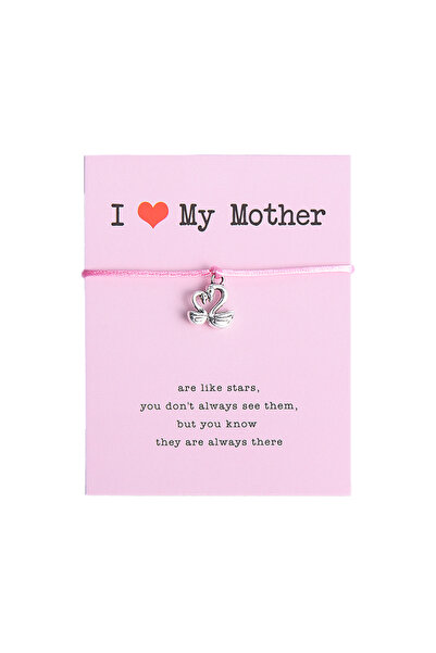 EFAYN.RO Mother's Day bracelet, silver swan pendant, adjustable, made of stri...