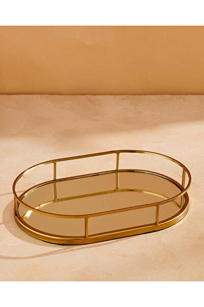 REDTAG Gold Oval Decorative Mirror Tray 30.5x20x5cm