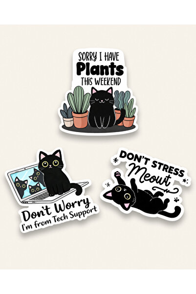 furikraft.co Cat Moments Kedi Sticker Seti (3’lü) – Laptop Sticker, Defter St...