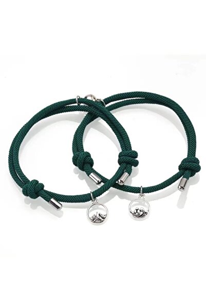 EFAYN.RO Couple bracelet set with magnet, string type, dark green, EFAYN