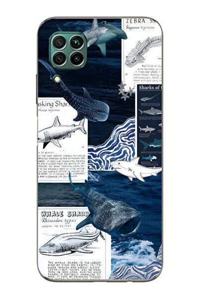 FLAMENKO حافظة هاتف شفافة متوافقة مع هاتف هواوي P40 Lite بتصميم القرش والمحيط...