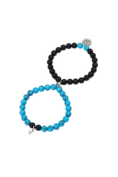 EFAYN.RO Set bratari cuplu cu magnet, roca semipretioasa, soare si luna, unis...