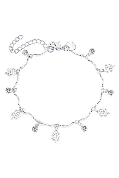 EFAYN.RO Bratara dama, model lucky, pandantive trifoi cu patru foi si cristal...