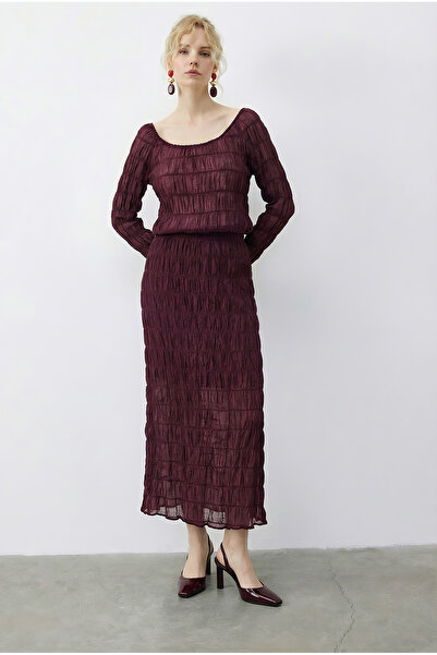 Bianco Lucci Women Ruched Wrinkled Textured Top and Bottom Set 7583 60283959