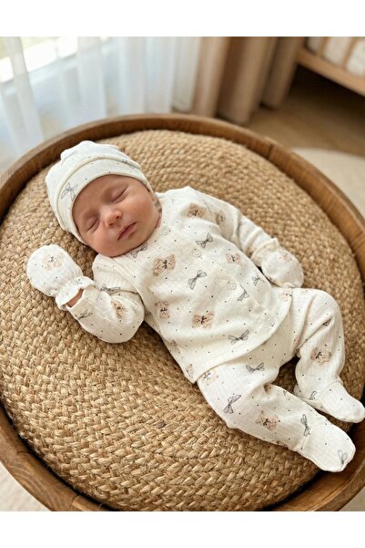 MiniKids Costumas 5 piese, Toy Bear, alb-bej