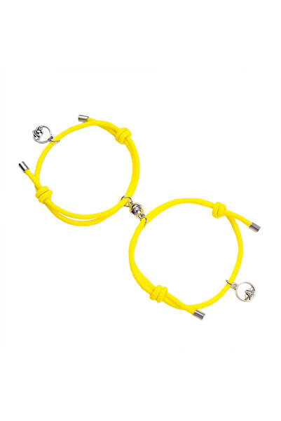 EFAYN.RO Set of couple bracelets with magnet, string type, yellow, EFAYN 2 pcs