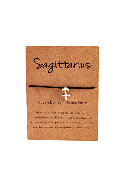 EFAYN.RO Bratara semn zodiac sagetator argintiu, creata manual, neagra, unise...