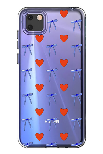 FLAMENKO حافظة هاتف شفافة متوافقة مع هاتف هواوي Y5P من نوع Heart and Ribbon م...