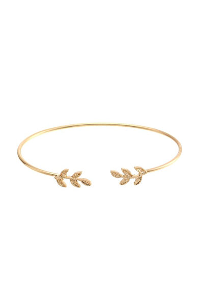 EFAYN.RO Women's bracelet, leaf pattern, circle opening, gold, fixed size, EFAYN