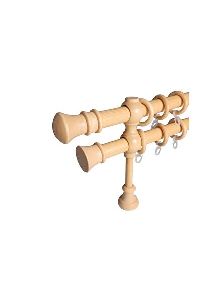 KLEIDECO galerie lemn 28 mm MONZA, dubla, stejar deschis, 300 cm cu talpa pen...