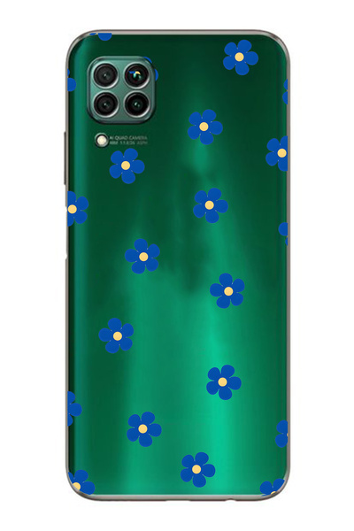 FLAMENKO حافظة هاتف شفافة متوافقة مع هاتف هواوي P40 لايت باللون الأزرق بنقشة ...