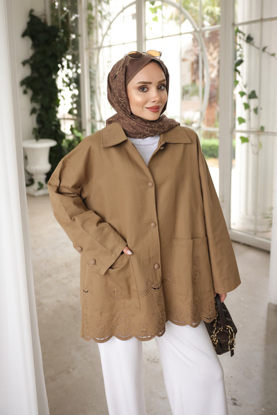 İmajButik Mink Skirt Embroidered g Gabardine Jacket