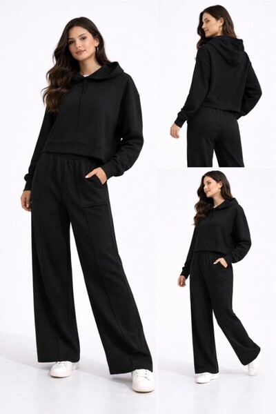 CGA Women's Sports Set Brioche Knit Sets with Short Front and Long Back Hoode...