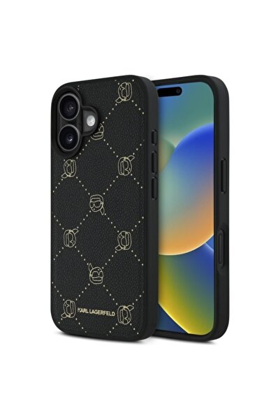 Karl Lagerfeld Husă din piele MagSafe pentru iPhone 16 - Neagră