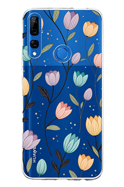 FLAMENKO حافظة هاتف شفافة متوافقة مع هاتف هواوي Y9 برايم 2019 ليلوي بنقشة زهور