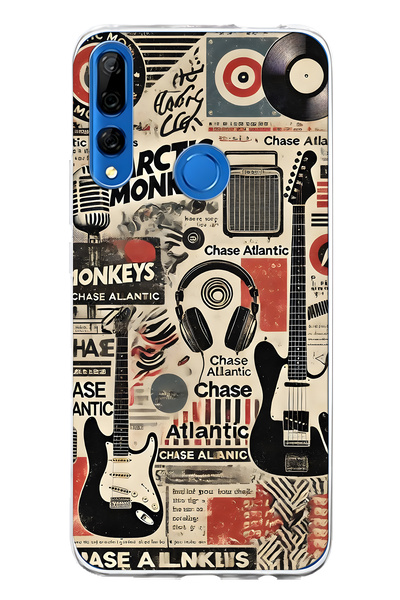 FLAMENKO حافظة هاتف شفافة متوافقة مع هاتف هواوي Y9 برايم 2019 ميوزيك كولاج منقوش