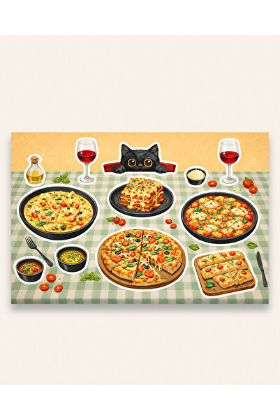 furikraft.co "Italian Night Food" Konseptli Sticker Seti Bullet Journal, Scra...