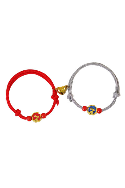 EFAYN.RO String bracelet set, heart with magnet, bunny pendant, adjustable, u...