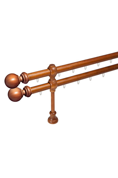 KLEIDECO galerie lemn 28 mm BERGAMO SUPER cu canal, dubla, tek, 240 cm