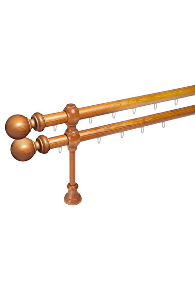 KLEIDECO galerie lemn 28 mm BERGAMO SUPER cu canal, dubla, cires, 300 cm