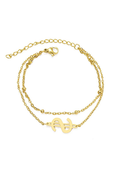 EFAYN.RO Women's bracelet, doubled, dollar pendant, with ball accessories, ad...