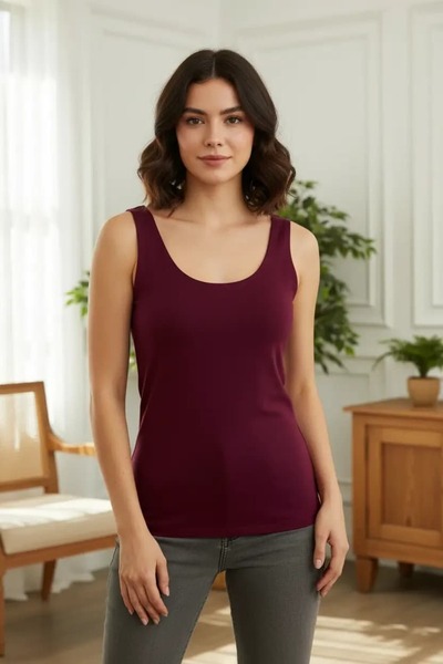 yb yağmur butik Front and Back U-Neck Cotton Undershirt