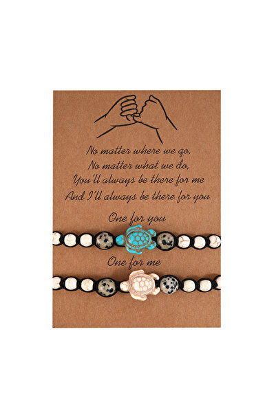 EFAYN.RO Set of 2 couple bracelets, turtle pendant, adjustable, made of strin...