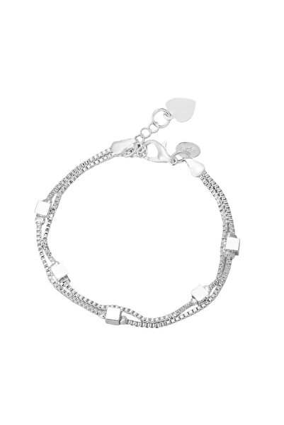 EFAYN.RO Bratara dama, model geometric, pandantive cuburi, dubla, reglabila, ...