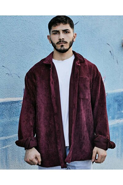 noliva bebek ve çocuk 'Men's Corded Fabric Velvet Shirt – Single Pocketed Ove...