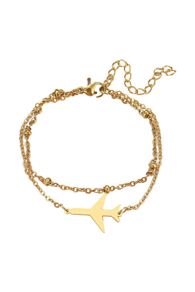 EFAYN.RO Women's bracelet, double, model with airplane pendant, with ball acc...