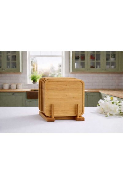 umut züccaciye 6 Adet Kare Bambu Servis Tabağı Sunum Tabak 20cm x 20cm