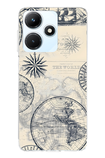 FLAMENKO حافظة هاتف شفافة متوافقة مع Infinix Hot 30i تحتوي على خريطة العالم و...