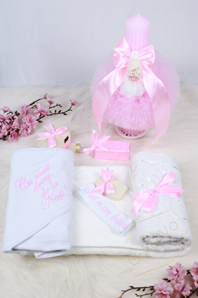 GoVo Kids Trusou botez cu lumanare, "Cu drag de la nasi" – Set complet botez,...