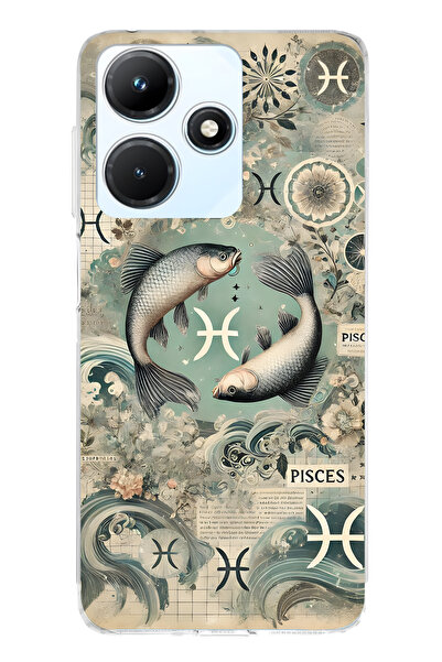 FLAMENKO حافظة هاتف شفافة متوافقة مع هاتف Infinix Hot 30i من نوع Fish Sign منقوش