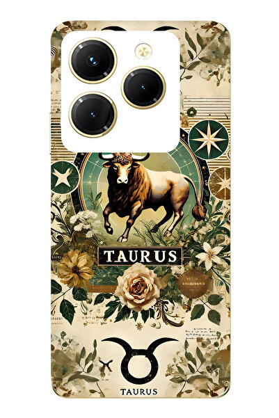 FLAMENKO حافظة هاتف شفافة متوافقة مع هاتف Infinix Hot 40i من نوع Taurus منقوش