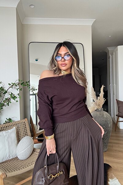 Sohotique By P Boat Neck Pullover Sweater Brown