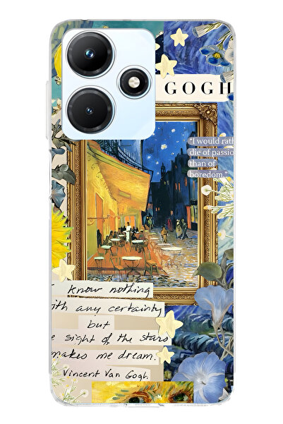 FLAMENKO حافظة هاتف شفافة متوافقة مع هاتف Infinix Hot 30i من Van Gogh Cafe Te...