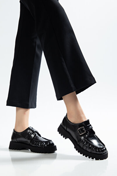 MODA MHS Pantofi Loafer de damă, cu cataramă de lux, talpă groasă și cataramă...