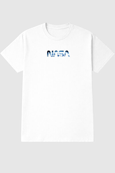 BEETON Nasa Logo Space Patterned Unisex Oversized T-Shirt 100% Cotton Street ...