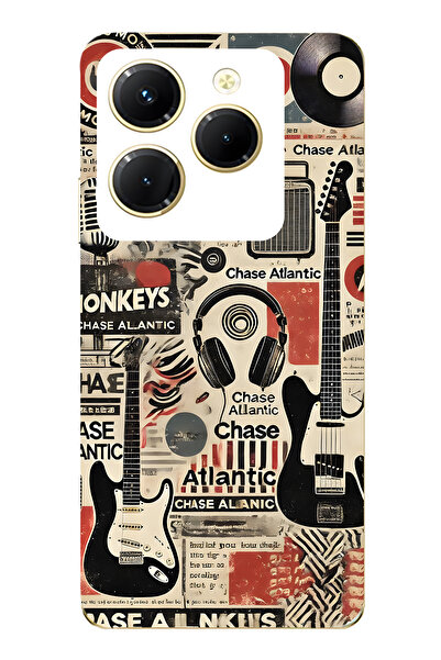 FLAMENKO حافظة هاتف شفافة متوافقة مع Infinix Hot 40i Music Collage منقوش