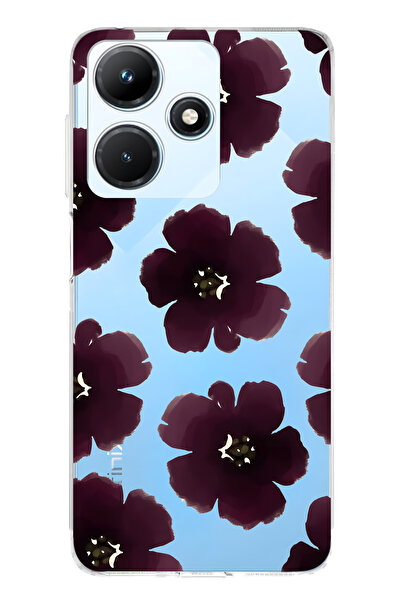 FLAMENKO حافظة هاتف شفافة باللون الأرجواني بنقشة زهور متوافقة مع هاتف Infinix...