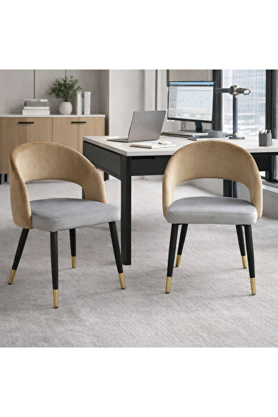 ARTA DOOR Set 2 Scaune Monaco Textil,Gri Bej ,Materiale de Calitate, Stabil ș...