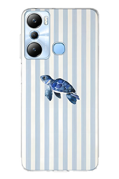 FLAMENKO حافظة هاتف شفافة متوافقة مع هاتف Infinix Hot 20i Sea Turtle منقوش