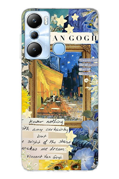 FLAMENKO حافظة هاتف شفافة متوافقة مع هاتف Infinix Hot 20i من Van Gogh Cafe Te...