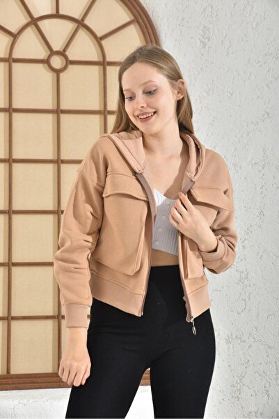 fuşyha butik Hooded Couple Pocket Detail Jacket