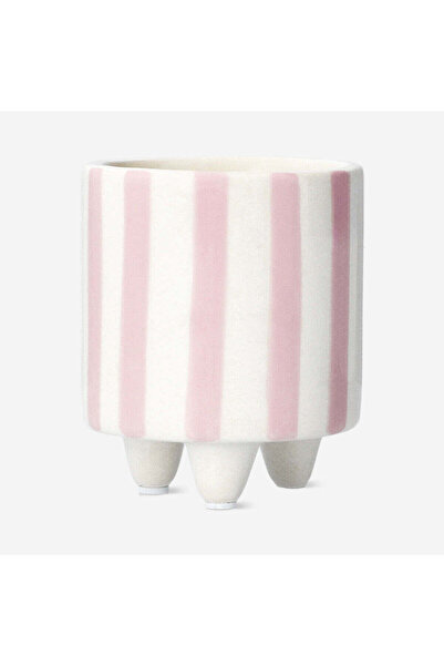 Flying Tiger Copenhagen Pembe Beyaz Çizgili Küçük Saksı